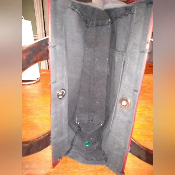 Asian Inspired Burgundy Bamboo-Look Handbag, 2 Lucite Handles, Snap Clos… - Picture 9 of 9